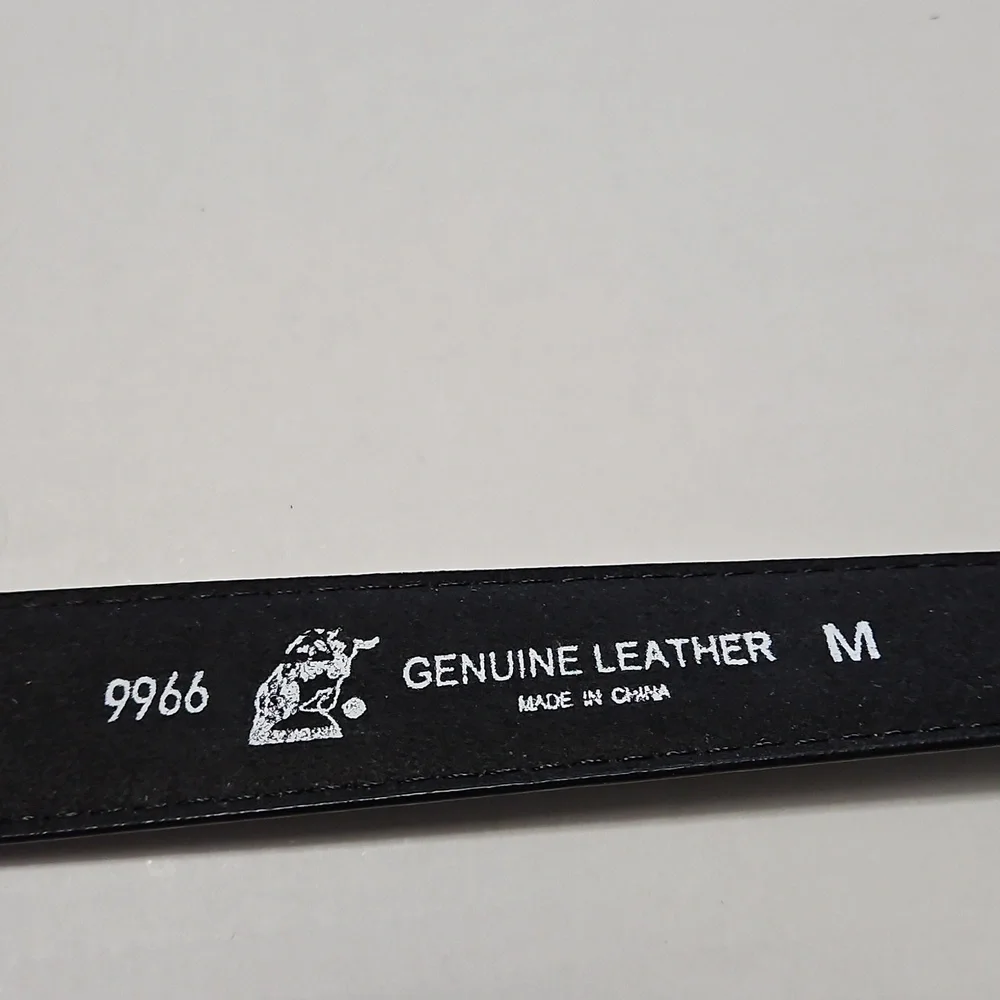 Men's Matte Black Wide Leather Belt Size M 36 - Picture 4 of 9